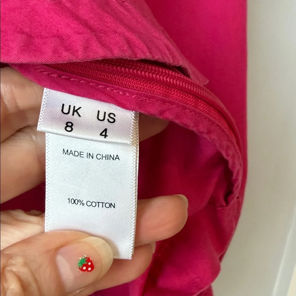 KITRI Ruched Cotton Blouse Top Fuchsia Pink - Picture 4 of 8